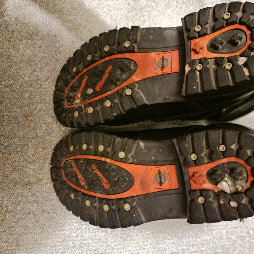 Wolverine Black and Red Rugged Boots with Aggressive Tread